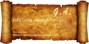 Géczy Agenór névjegykártya